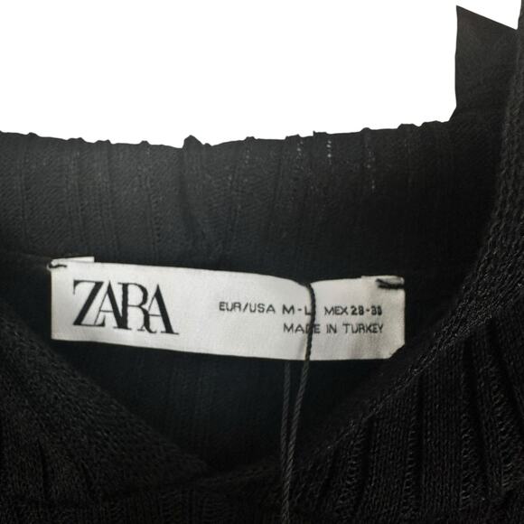 Zara Hooded Sleeveless Midi Dress Black Side Slit Sheer Size M/L NWT - Picture 3 of 15